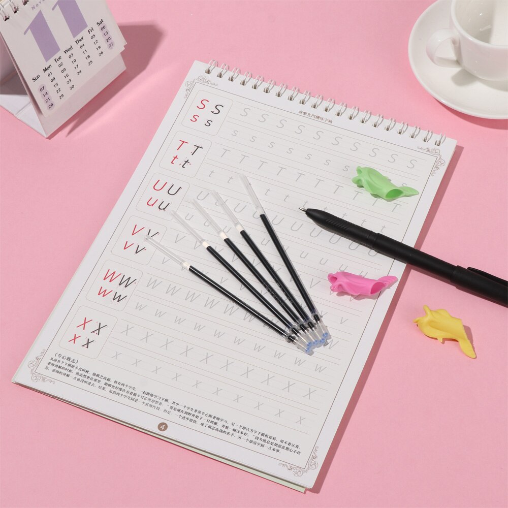 Reusable English Letter Copybook with Erasable Pen Calligraphy Practice Handwriting Copybook Set For Kids Learning Word