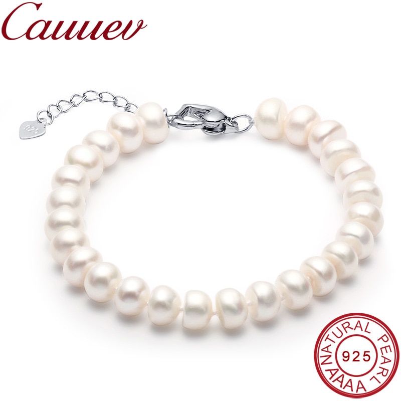 Natuurlijke Zoetwater Parel Armbanden Voor Vrouwen Verbazingwekkende Prijs 8-9mm Parel Sieraden Zilveren 925 Armband sieraden