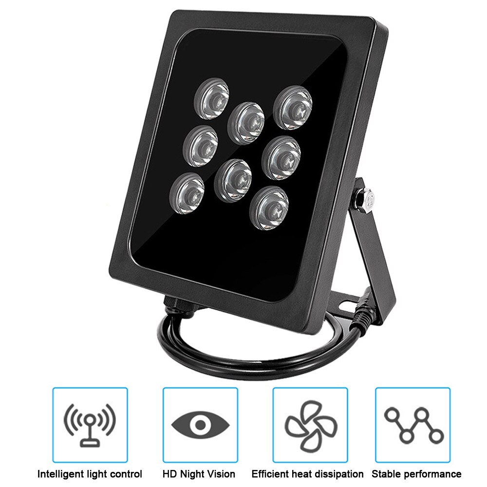 Iluminador Invisible de 940NM, 50M de distancia IR, 8 luces LED infrarrojas para cámara exterior, luz de relleno de visión nocturna para cámara CCTV