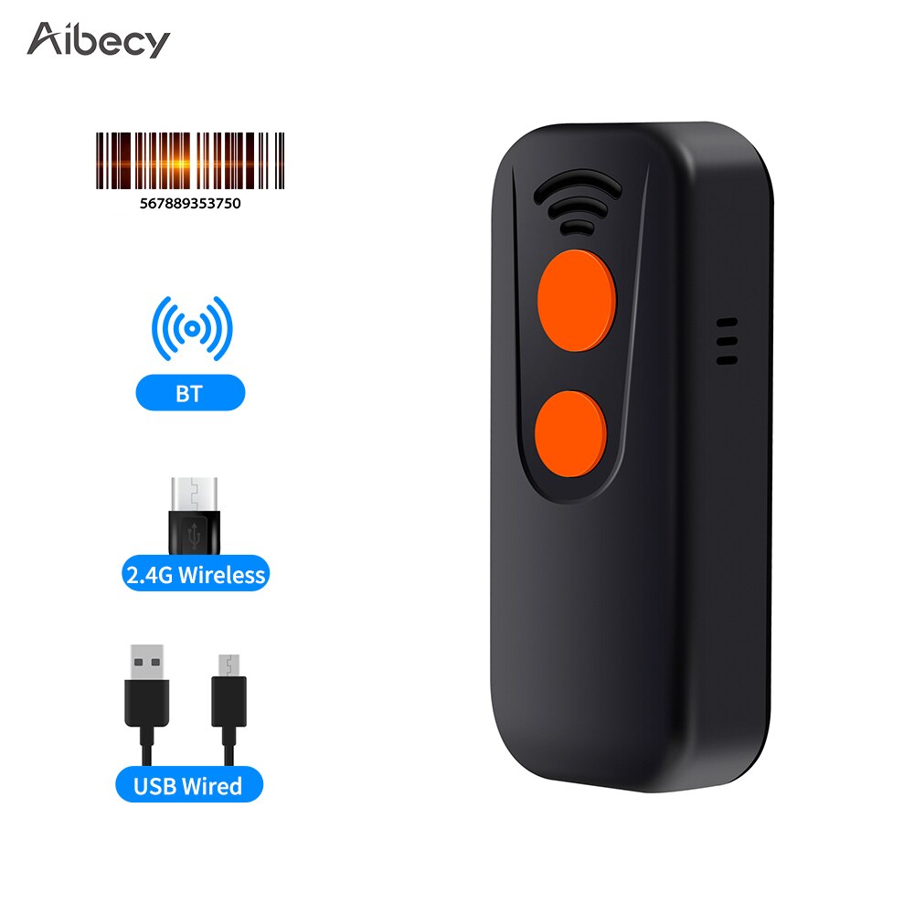 Aibecy Handheld 3-in-1 Barcode Scanner 1D Bar Code Reader Unterstützung BT & 2,4G Wireless & USB Verdrahtete Verbindung mit Anzeige: for Paper Code