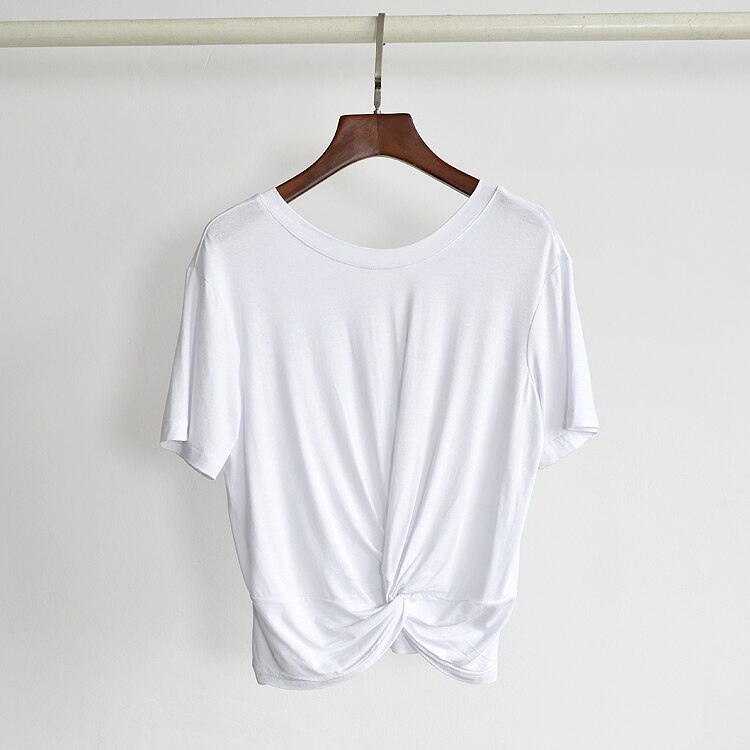 Latinsk dans træningstøj kvinder toppe korte ærmer knyttede dans toppe hip hop jazz danse tøj t-shirt performance outfit  l4065: Hvid / M