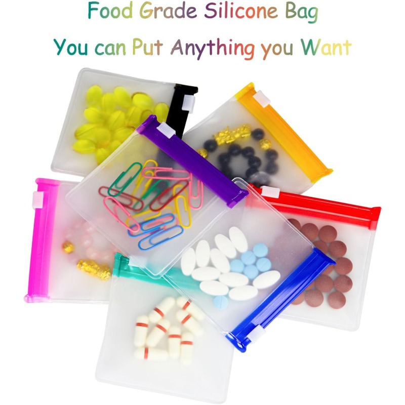 Mini bolsas dispensadoras de pastillas, bolsa de joyería de viaje portátil con cremallera deslizante, organización de almacenamiento impermeable autosellante, 7/48 Uds.