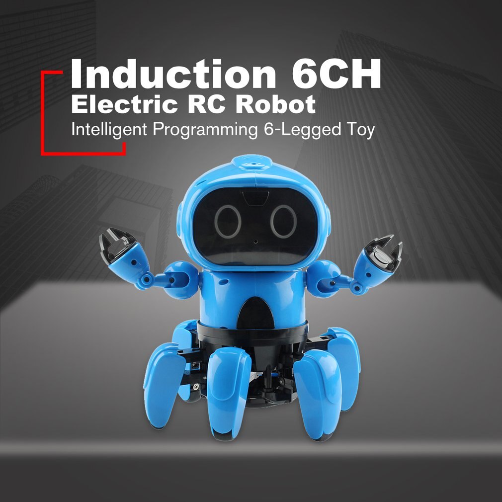 Smart Induction 6CH Electric 6-Legged RC Robot Intelligent Programming Gesture Sensor Obstacle Avoidance Remote Control Toys