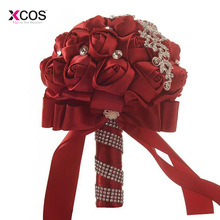 Bourgondië Bruiloft Bloemen Bruidsboeketten Sparkle Crystal Kralen Parels Luxe Bruid Boeket