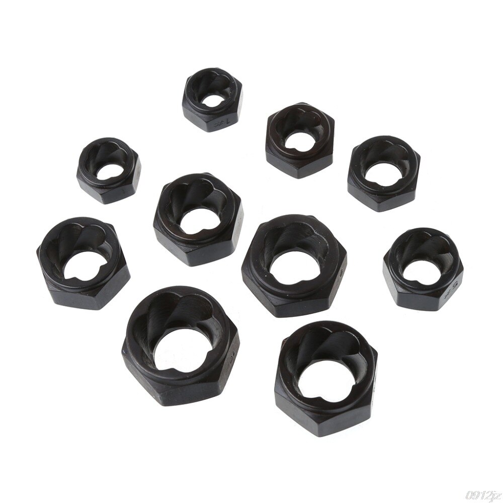 10Pcs 9-19mm Damaged Nut Bolt Remover Stud Extractor Tool Set Broken Bolt Removal Kit Fasteners Bolts
