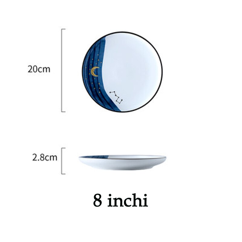 10 inch starry sky ceramic plate fruit is vegetable salad dessert plate dinner steak plate household kitchen tableware: B