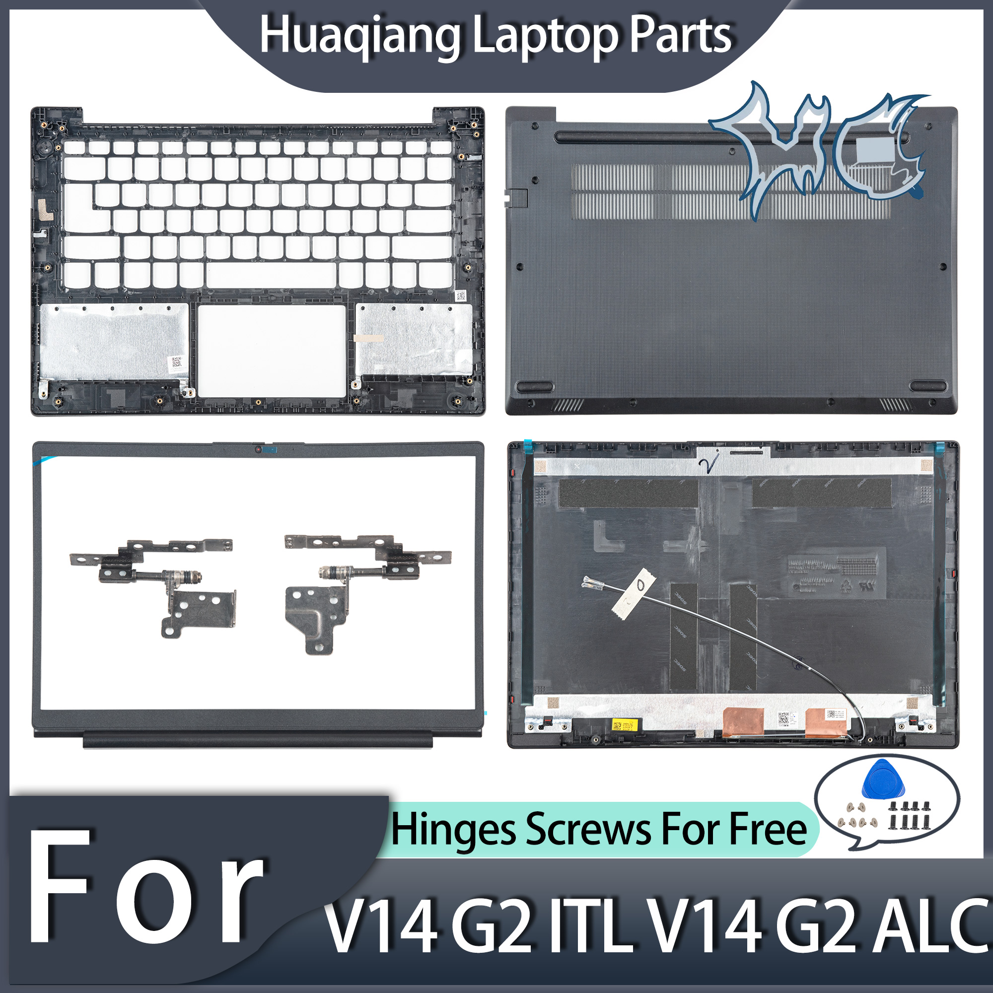 Nowy pokrowiec na laptopa Lenovo V14 G2 ITL V14 G2 ALC IJL LCD Tylna pokrywa Przednia ramka Palmrest Dolna obudowa Zawiasy Górna pokrywa laptopa