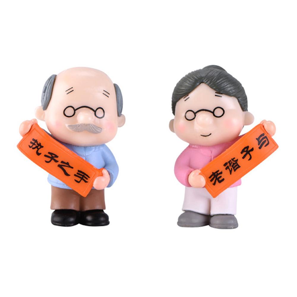 Mini park benk bestefar bestemor modell miniatyr plast hage statuer landskap hage dekor ornament skulpturer