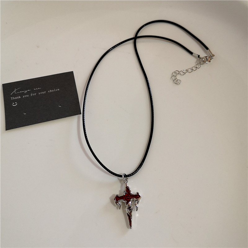 Collar con colgantes de corazón de amor y Cruz Roja Y2k para mujer y hombre, cadena de cuerda de Hip Hop, Rave, accesorios de joyería góticos de: Bañado en rodio de imitación