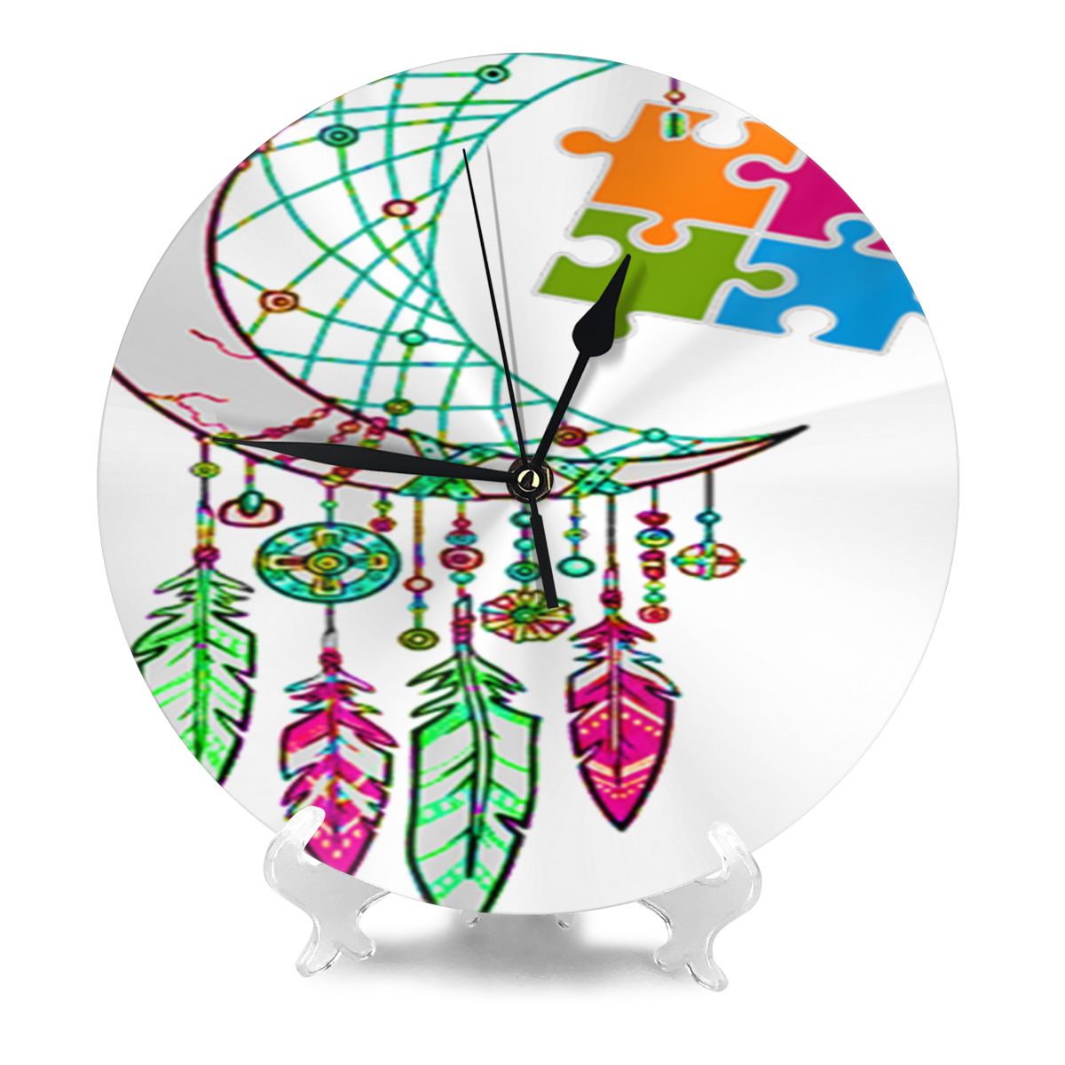 Autism Awareness Dream Catcher Hippie Watches Wall Decor Room Wall Clock Led Table Clock Cuckoo Clock Modern