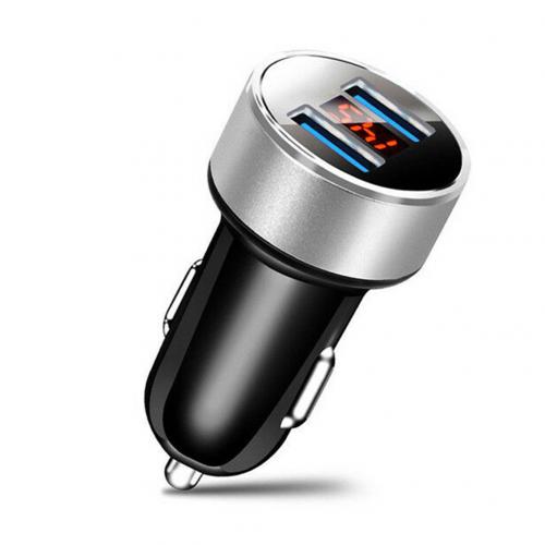 Portable Fast Cell Phone Charger Dual USB LED Digital Display Quick Charge 5V 3.1A Car Adapter Auto Charger Accessories: Silver 3 1A