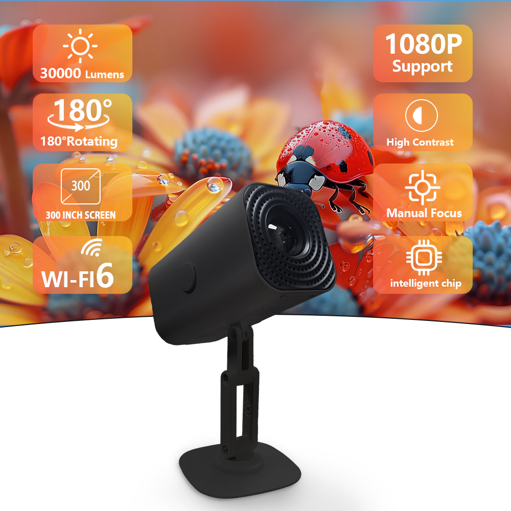 MINI Portable Projector WIFI Resolution Intelligent Control Home Theater Outdoor Movie LED Projector