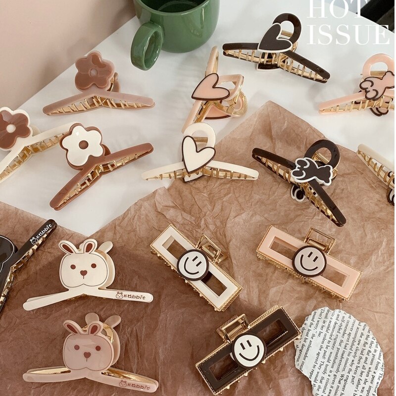 2022 New Arrival Fashion Girls akcesoria do włosów prosty Retro zielony niebieski w czerwoną kratę żywica geometryczna duża klamra do włosów dla kobiet