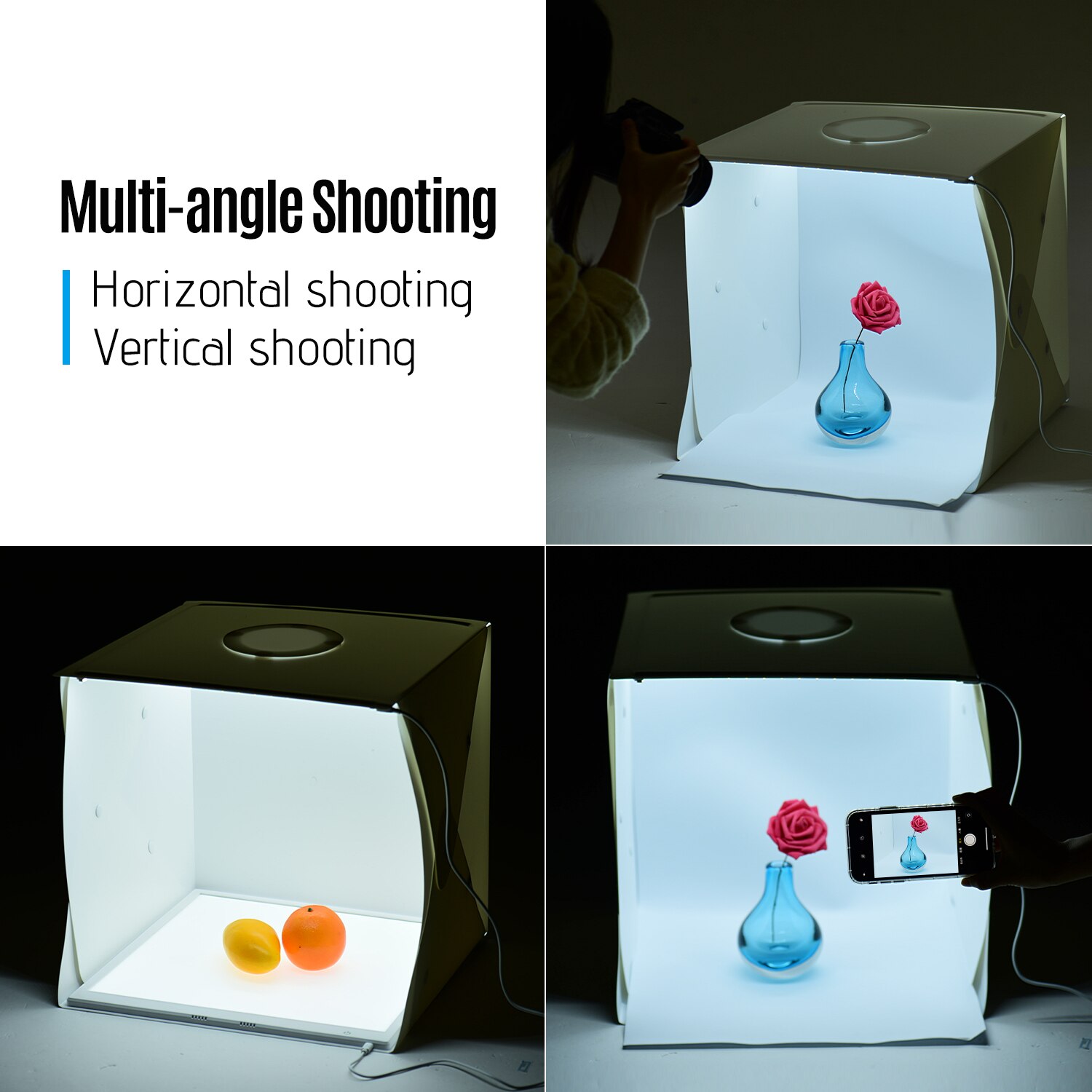 40 * 40 * 40cm Portable Foldable LED Light Tent Photo Shooting Box Softbox Lightbox with 6pcs Color Backdrops