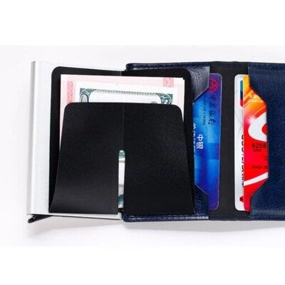 Rostfritt stål kreditkortshållare män smal anti skydda resor id kortinnehavare kvinnor rfid plånbok metall fodral porte carte