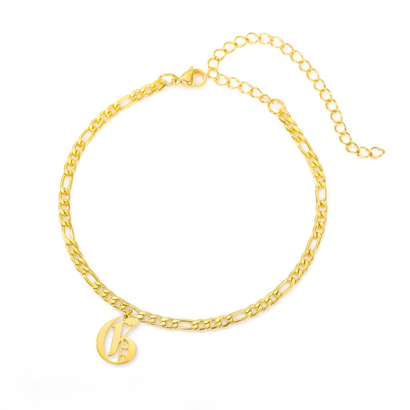 Initial fußkettchen für frauen Gold Kette knapp fußkettchen frauen boho edelstahl fußkettchen alt englisch schrift initialen Knöchel Armbinde: G