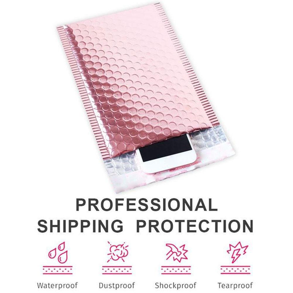 1Pc 11cmx13cm 15cmx20cm Rose Gold Bubble Bag Waterproof Packaging Gold Foil Bubble Bags Envelop For Padded Mailer