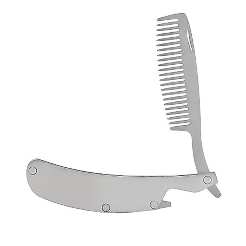 Peine para el pelo de acero inoxidable para hombre, peine plegable portátil para viaje, cabeza de aceite, peines de barba, producto de estilismo