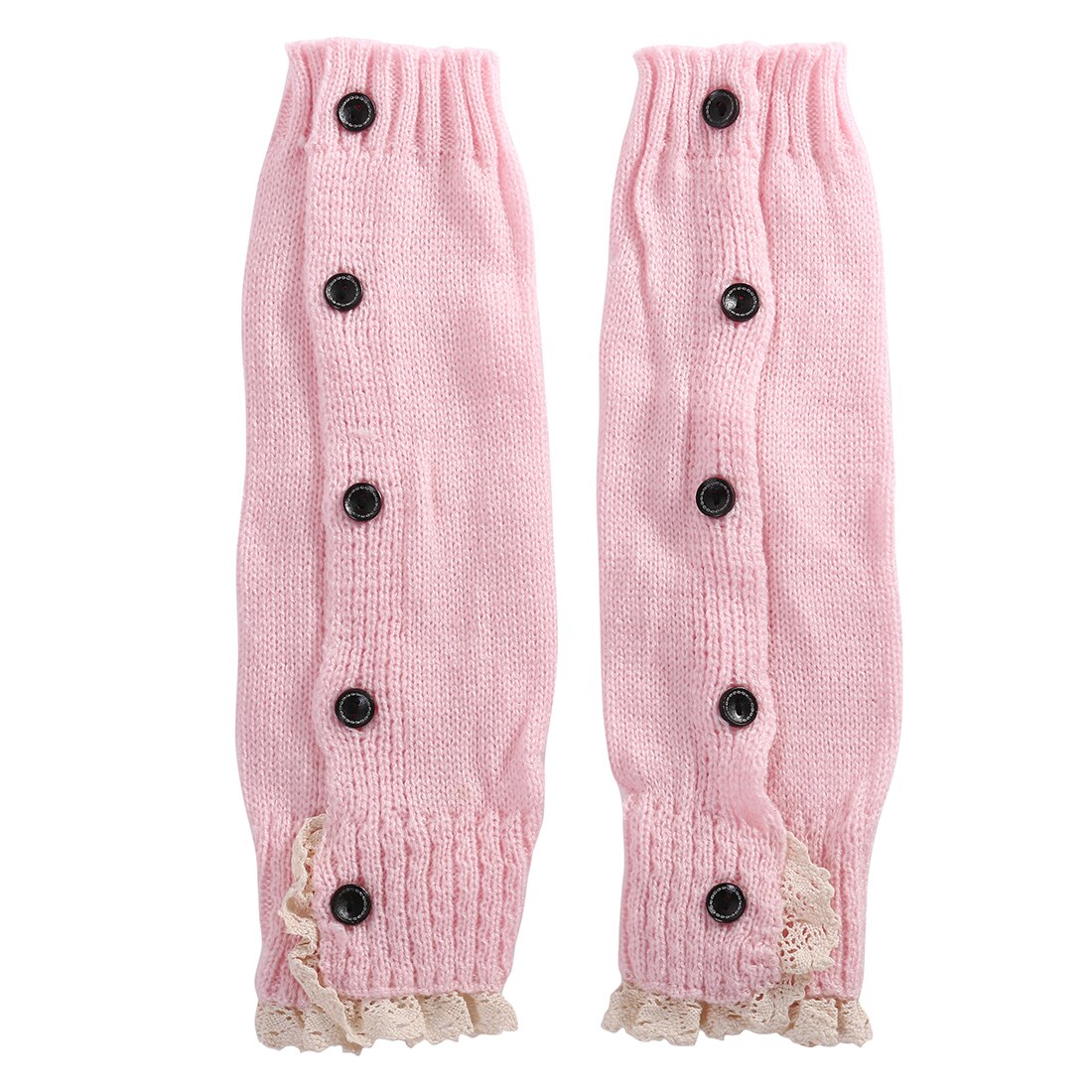 Varme børn piger trendy strikket knap blonder benvarmere trim boot manchetter benvarmer