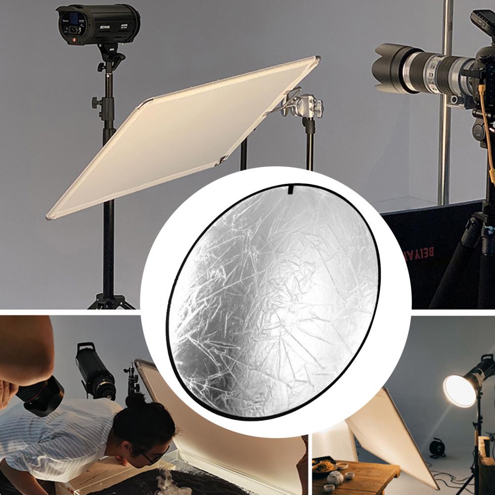 24" 60cm reflector 5 in 1 Collapsible Light Round Photography White Silivery Reflector for Studio Multi Photo Disc Diffuers