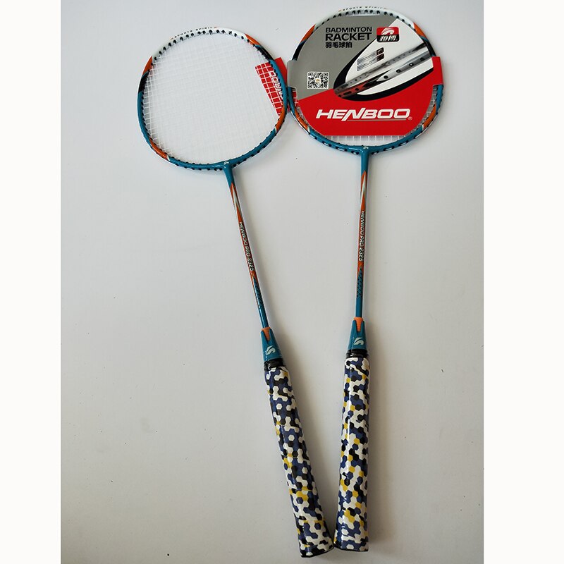 HENBOO Iron Alloy Badminton Racket Set Family Double Badminton Racket Lightest Durable Standard Use Badminton 2325