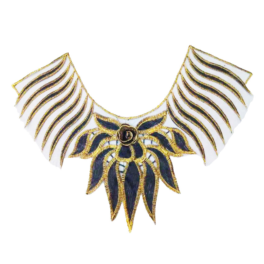 Zubehör bestickte spitze tuch schmelzen schwarz Gold kragen Gittergewebe: 1