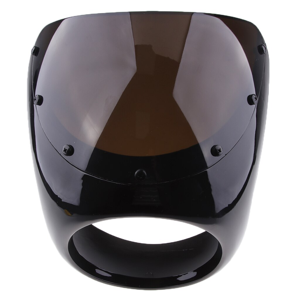 Retro cafe racer style 7 '' strålkastarlampa styret kåpa vindruta universell: Svart