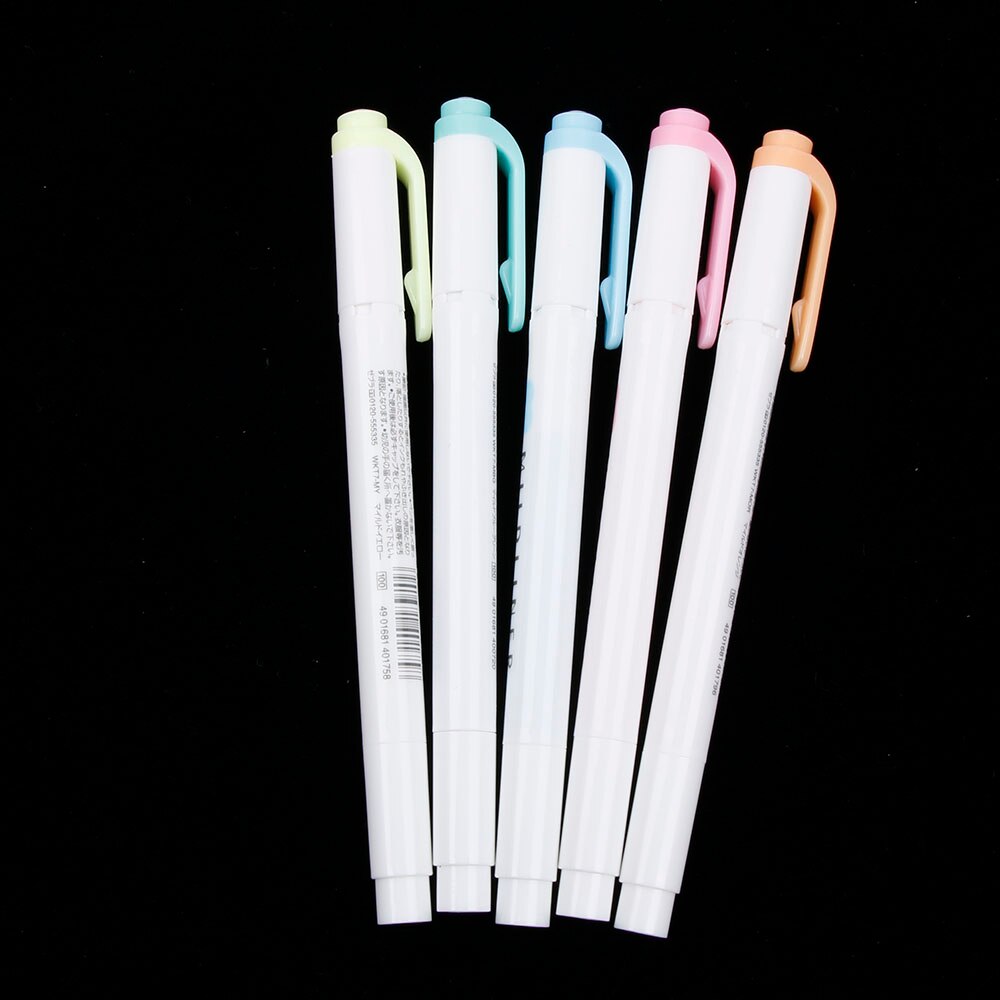 5 farben/set Japanischen Mild liner Stifte Zeichnung Marker Stift Doppel Headed Fluoreszierende Stift Art Highlighter Mildliner Mark Stift: florescent color