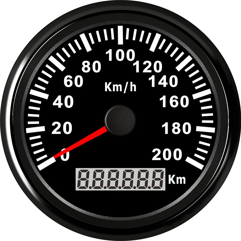Digital 85mm gps speedometer båd marine bil speedometer universal auto tuning motorcykel instrument panel lcd 200km/h 9-32v: Sort -200kl