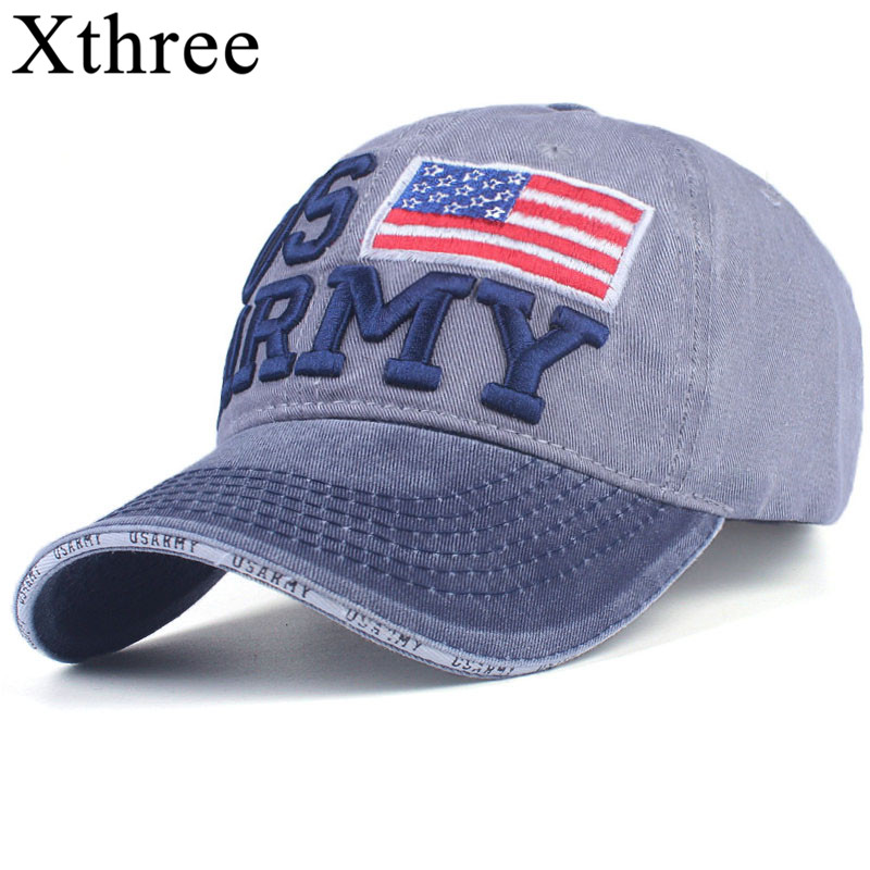 Xthree 100%  vasket bomuld baseballcaps mænd sommer cap broderi casquette far hat til kvinder gorras planas snapback hat us-army