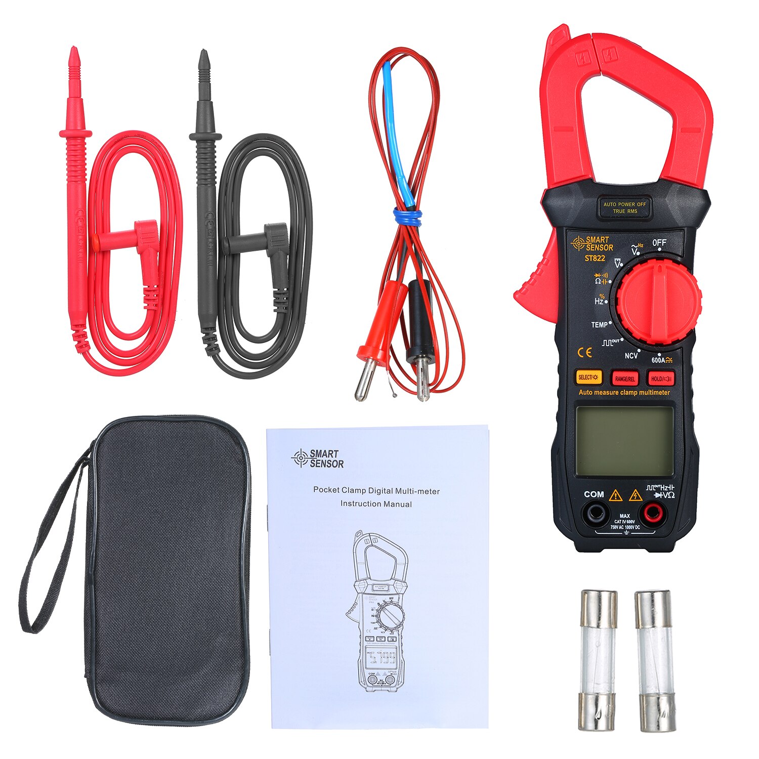 SMART SENSOR ST823/ST822 /ST821 Digital Clamp Meter High Precision Automatic Range Multimeter AC Clamp Ammeter Clamp Gauge: ST822 