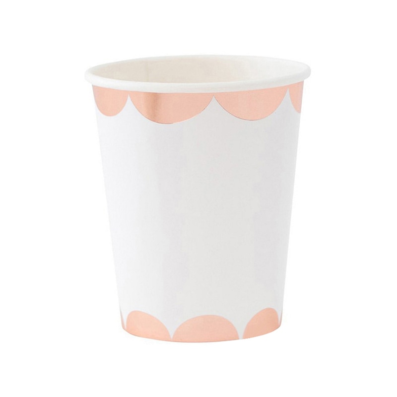 8 stks/set 270ml Double-layer Papier Cup Rose Gold Wegwerp Servies Papier Cup voor Christmas Party Verjaardag Servies levert: 270ml C