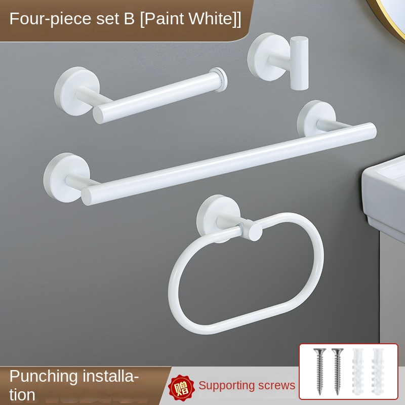 White Bathroom Hardware Set Accessories Stainless Steel Towel Rack Towel Ring Toilet Paper Holder Hook Bathroom Organizer Set: Navy Blue