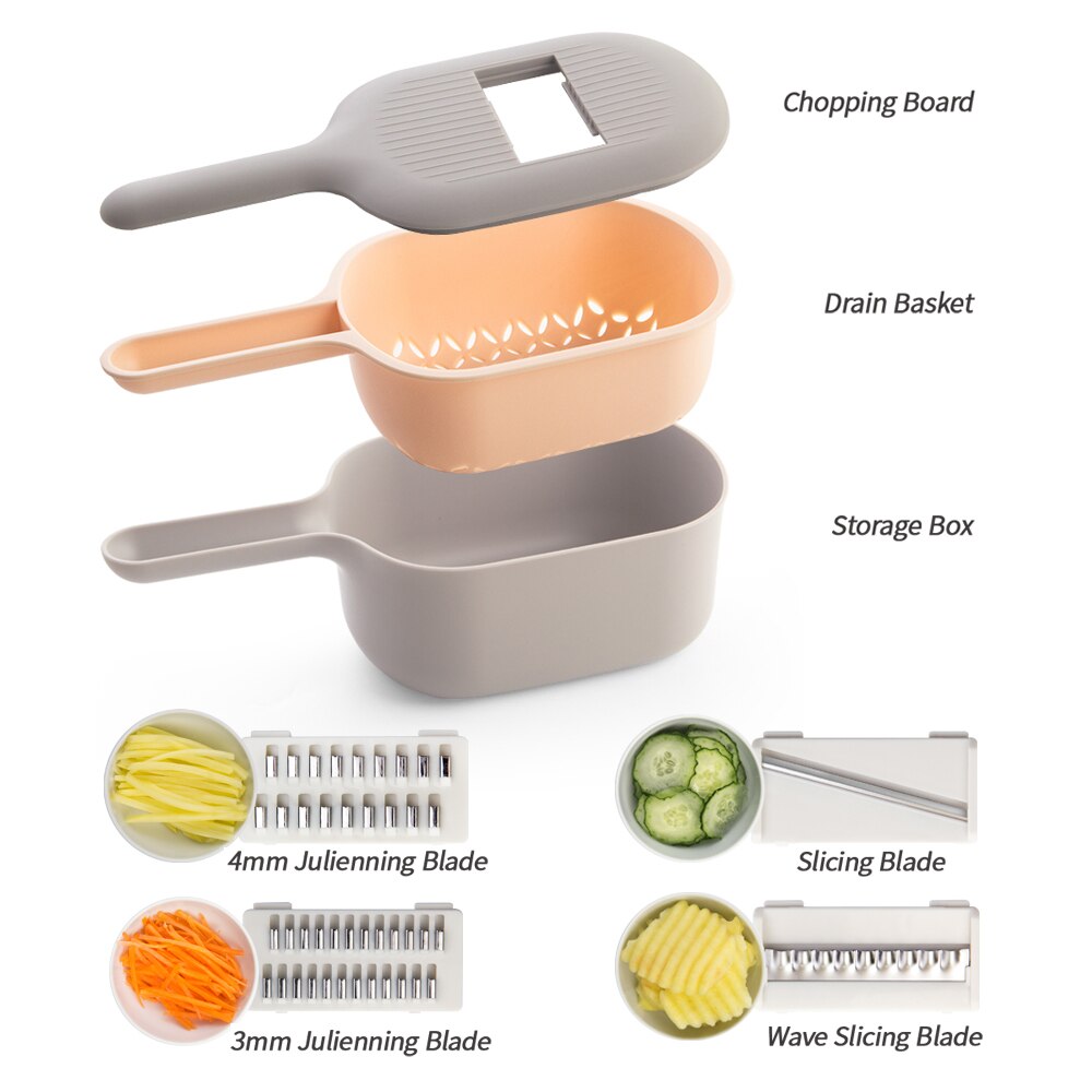Seacreating 4 Blades Vegetable Chopper Dicer Mandoline Slicer Food Chopper Vegetable Spiralizer Vegetable Slicer Onion Chopper