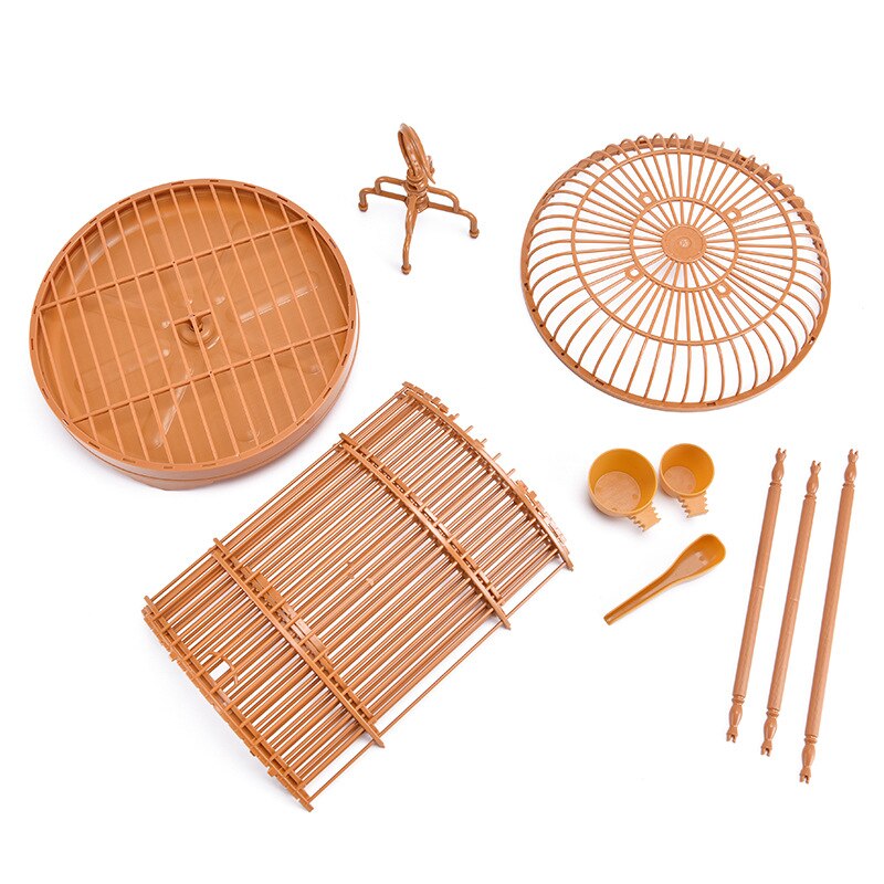 Cage à oiseaux ronde classique en plastique de , porte-oiseau de voyage, maison pour perroquets, accessoires pour petits oiseaux
