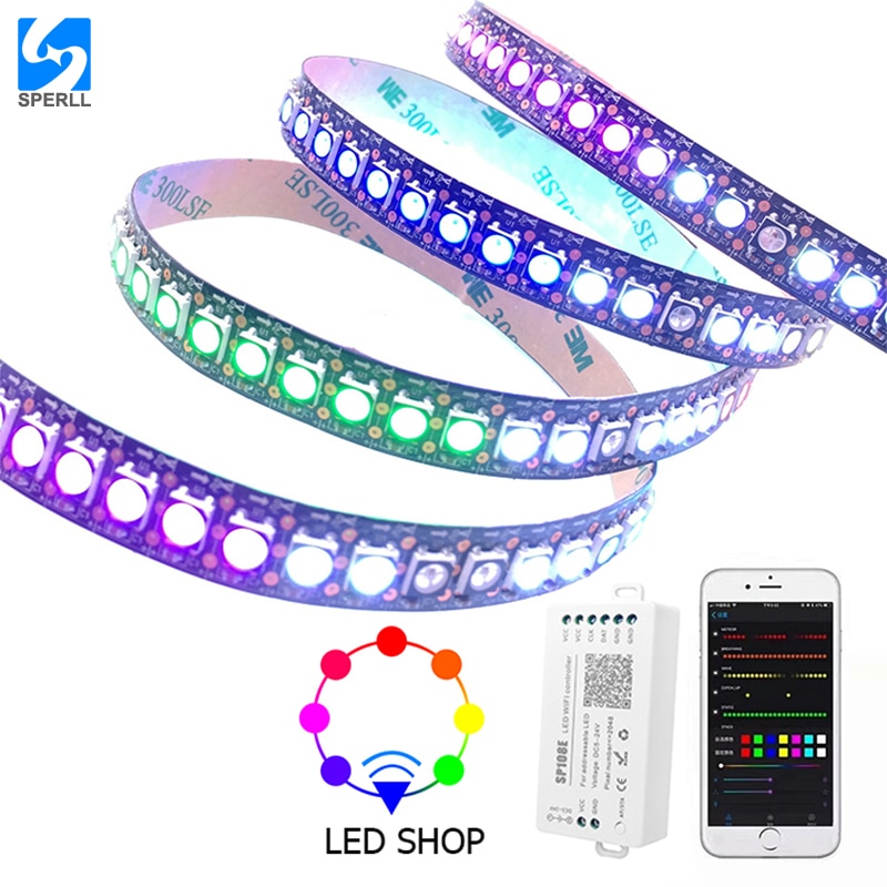 SP108E-bande lumineuse couleur de rêve | À distance, Programmable, RGB Wifi APP, pour WS2812B WS2811 WS2815, d'usine