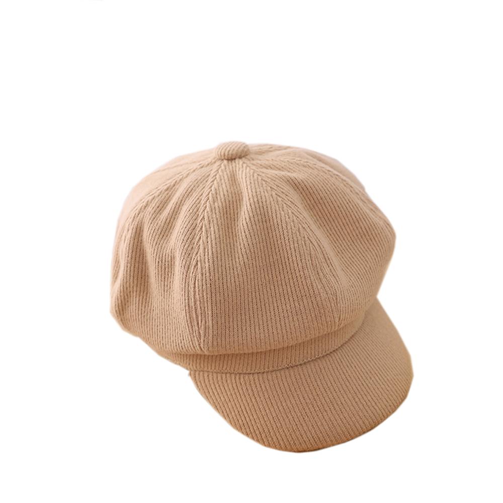 Boina con visera de otoño-invierno para niños y niñas, gorra con visera, gorra con visera, tapa panadera, sombreros octogonales de pintor: Khaki