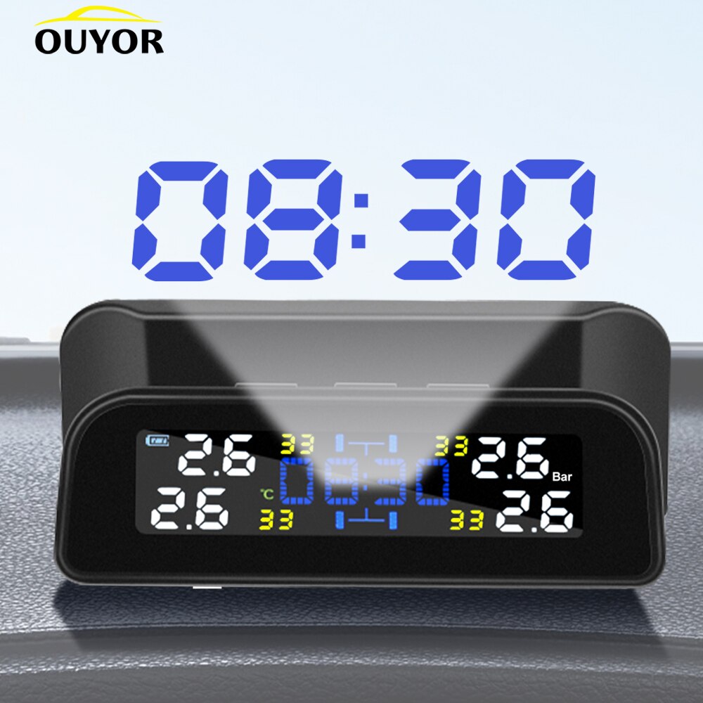 Avutrel TPMS Reifendruck-System Mit 4 Externen Sensoren - Solar/USB, 5 Alarmfunktionen, Bis 3,5bar