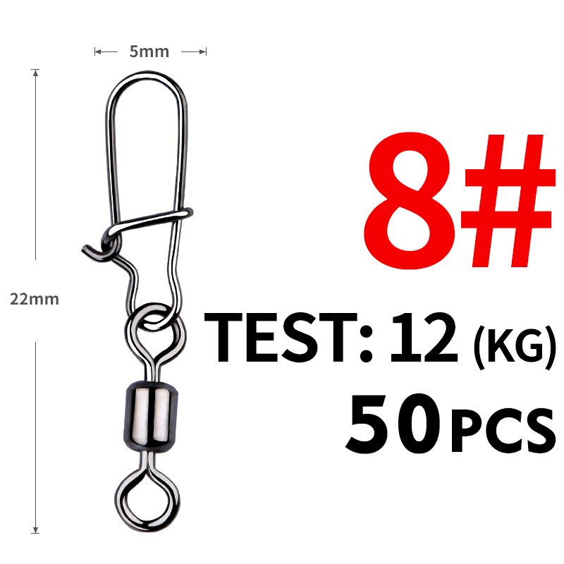 MEREDITH Pike Fishing Accessories Connector 50PCS Pin Bearing Rolling Swivel Stainless Steel Snap Fishhook Lure Swivels Tackle: Yellow