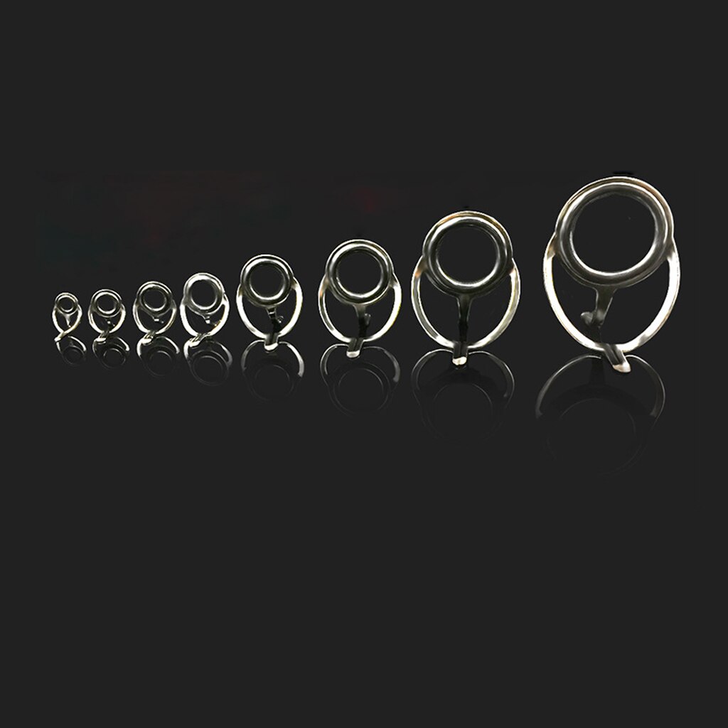 10Pcs Stainless Steel Fishing Rod Guides Tips Repair Kit Ceramic Eye Rings Tangle Free Size 6# - 30#