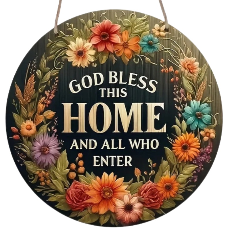 Vintage Home es un dulce letrero circular de madera colgante, adecuado para el hogar, la sala de estar, el jardín, la habitación, la decoración del porche,: 40 x 30 cm / Rosa dorada