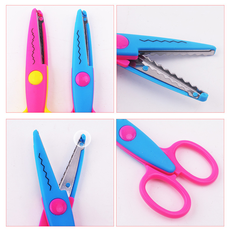 6pc/lot Children Kids Paper Craft Scissors 6 Cutting Patterns Curved Edges DIY Decorative Scissor For Scrapbook Album Photos