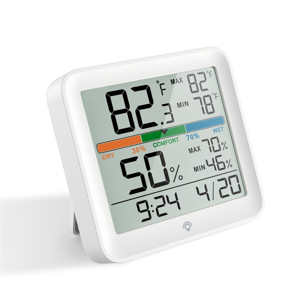 Digital Temperature Meter Backlight Thermo-hygrometer with Magnet Multifunctional Indoor Color Screen Thermometer Humidity Clock