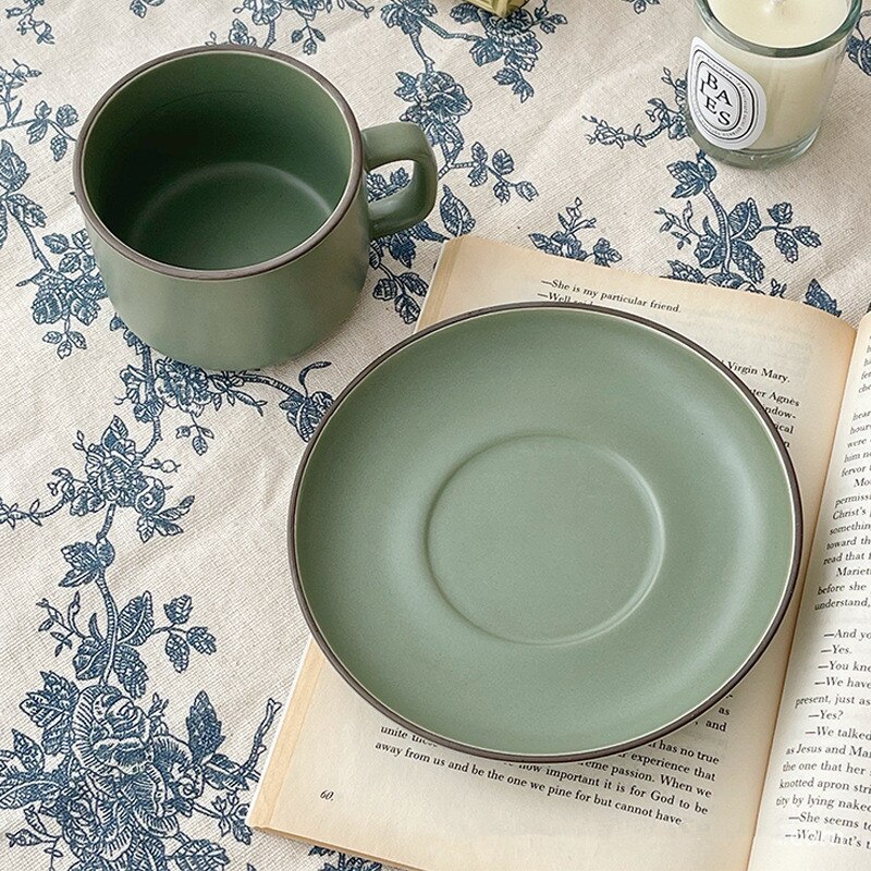 Cutelife nordycki ins beżowy zestaw ceramicznych filiżanek spodek kuchnia picie wielokrotnego użytku filiżanka robić mleka i herbaty dekoracyjny ślubny kubek śniadaniowy