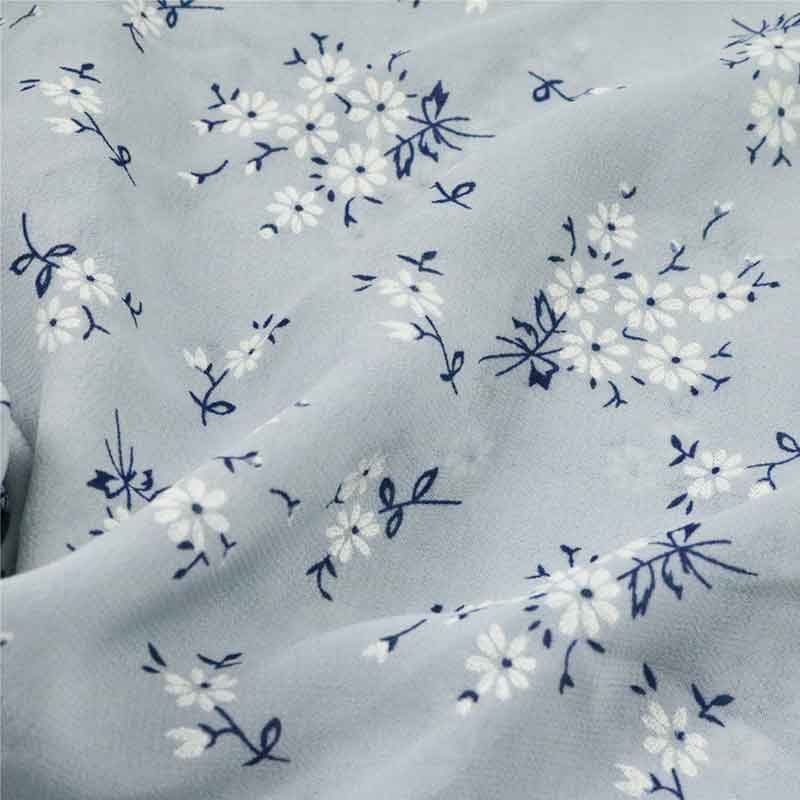 Tela de tul de gasa estampada suave Floral rosa, gris, verde, amarillo para camisas de vestir, por metros: 2