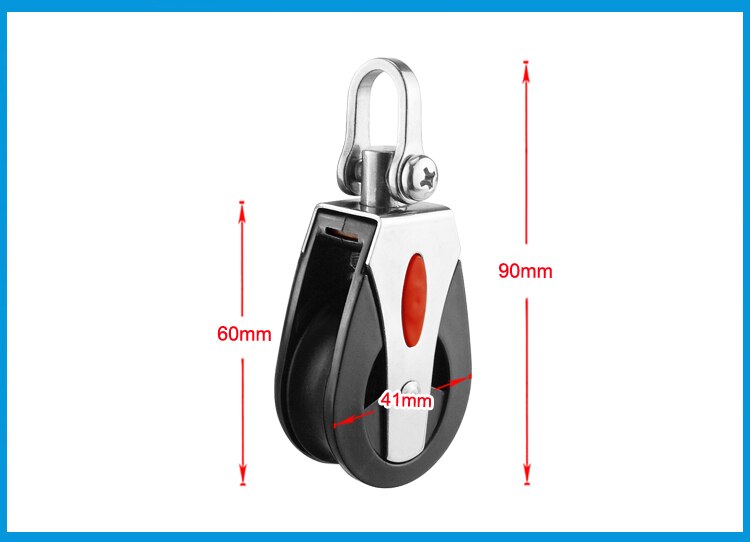 1500Lbs Load Capacity Sheave Block Universal Head Single Pulley Swivel Sailboat Plain Bearing Block Rope Runner Boat Accessories