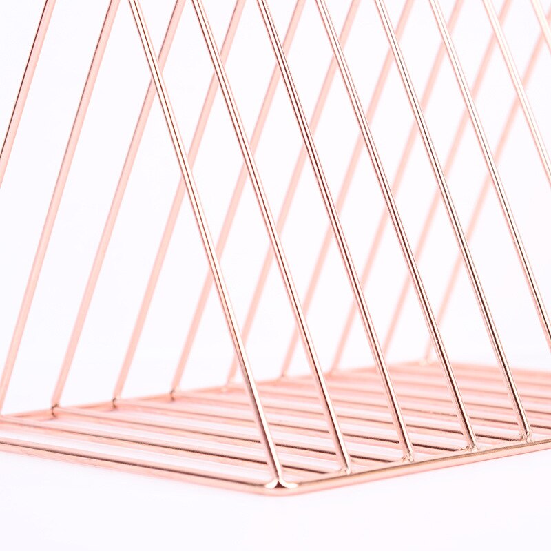 Jern desktop lille bogreol metal enkel skrivebord opbevaring reol reol rosa guld: Rose guld