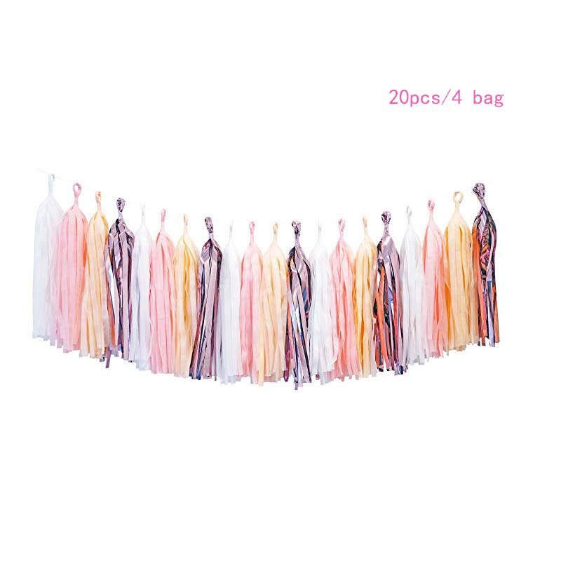 20 st silkespapper tofs krans rosa blå banderoll papper gör det själv fest krans för födelsedag baby shower bröllopsfest dekorationer: Djup safir