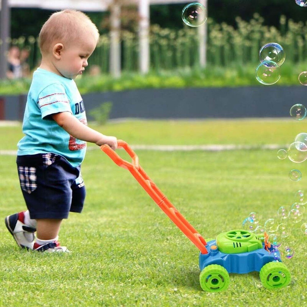 Children's Hand Push Bubble Car Bubble Lawn Mower Outdoor Toy Walker Push Toys for Kids Summer Toy for Children