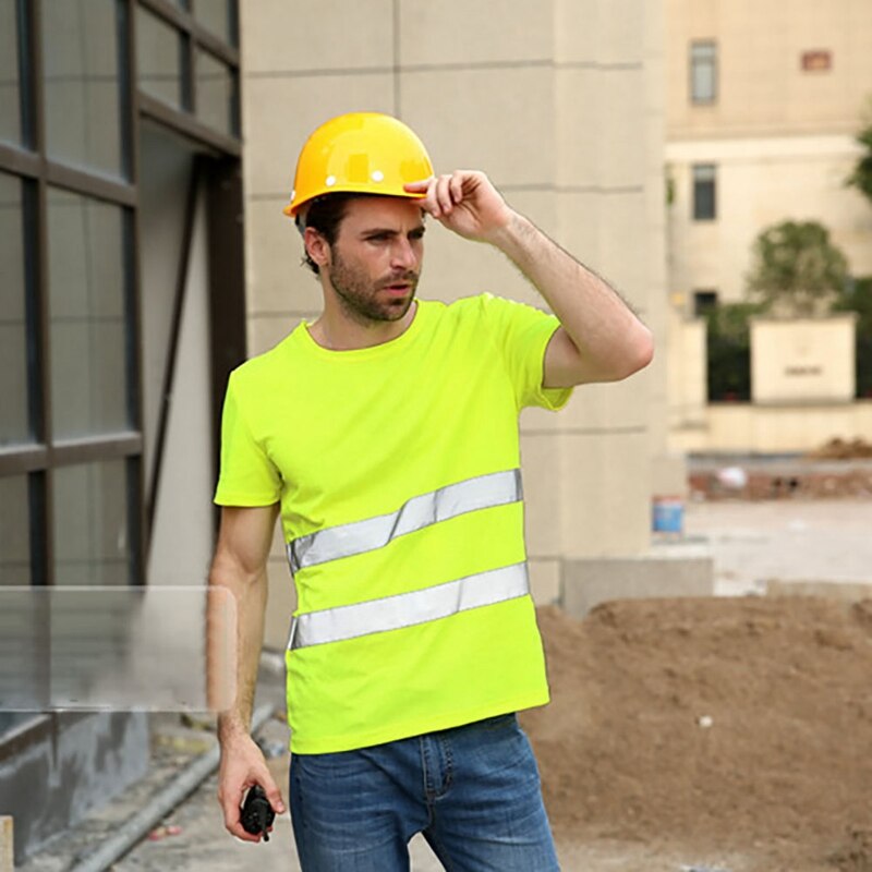Workwear verão Amarelo Laranja De Alta Visibilidade de Segurança de Verão Respirável Respirável Camisa de Trabalho Das Mulheres Dos Homens T-Shirt 2